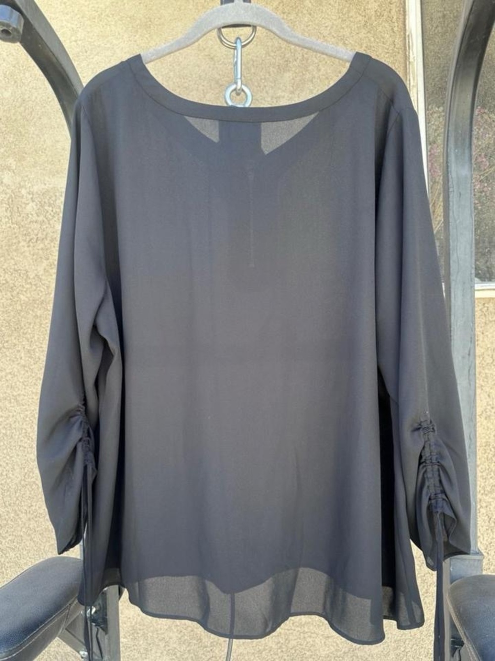 Worthington Black Long-Sleeve Zip-Front Blouse - Picture 7 of 7